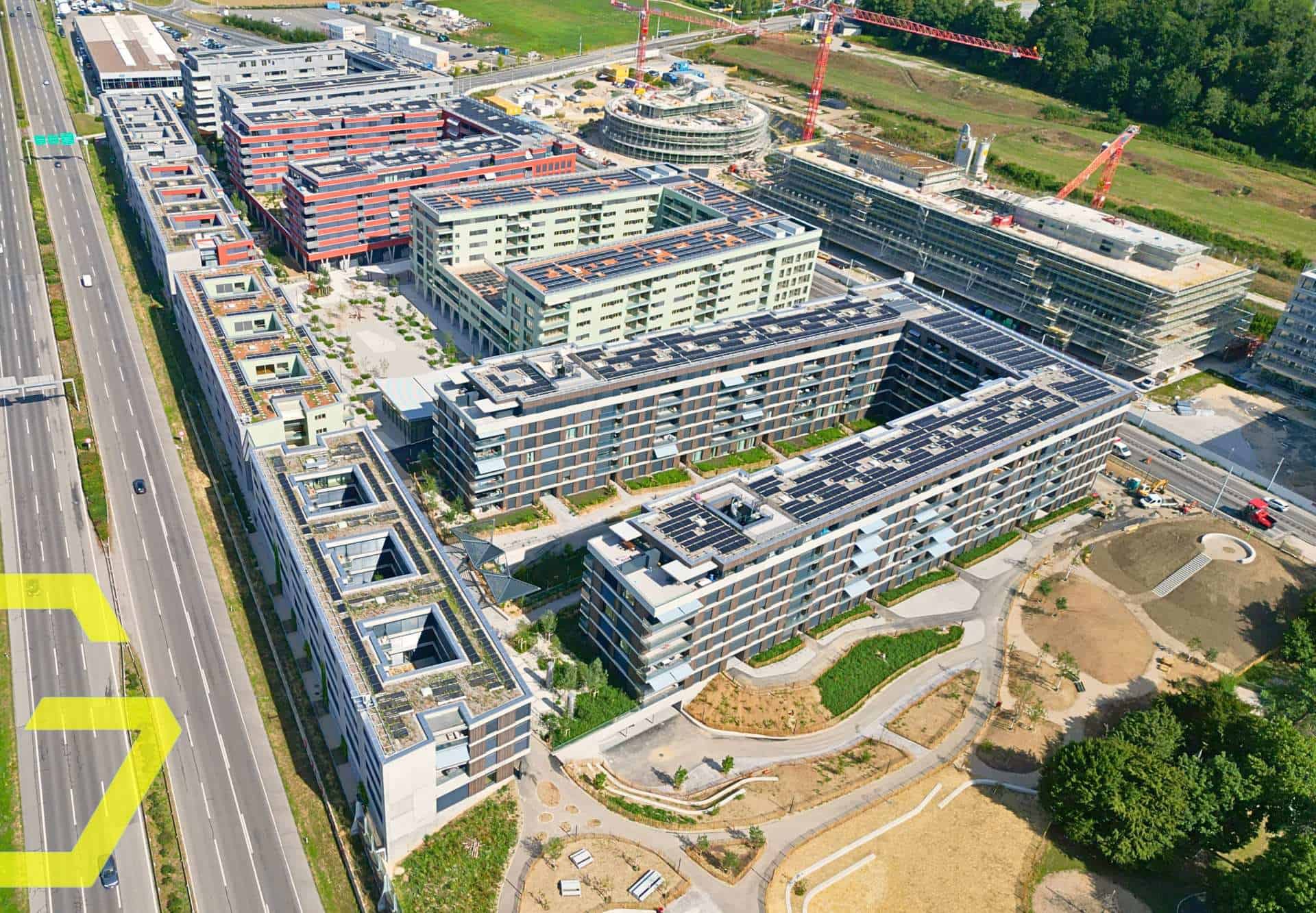 Vue aérienne du nouveau quartier Horizon Dorigny à Chavannes-près-Renens.